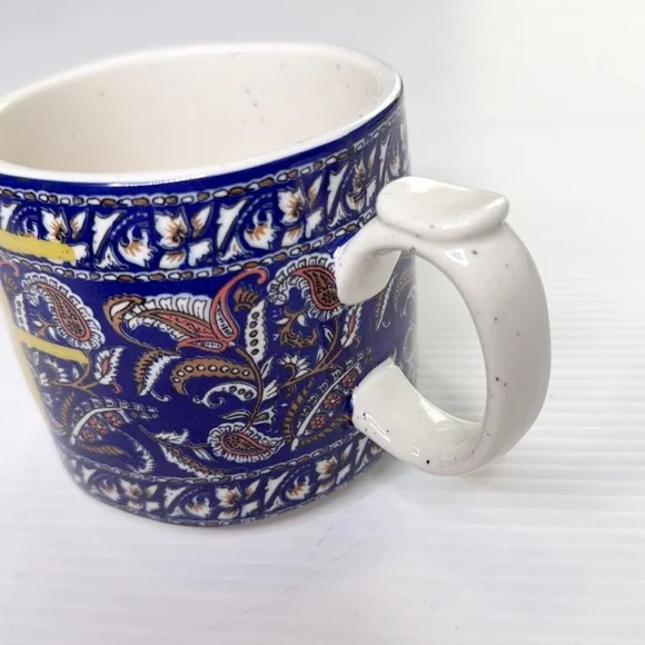 Anthropologie Blockprint - Blue and Yellow Paisley Mug - Picture 4 of 8